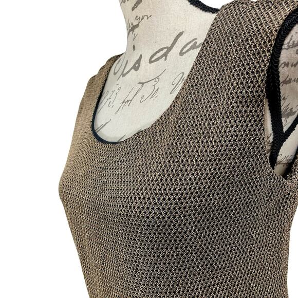 Vintage 90s Gold Glitter Mesh Overlay Maxi Sheath Dress Size 6 / M - Picture 5 of 11